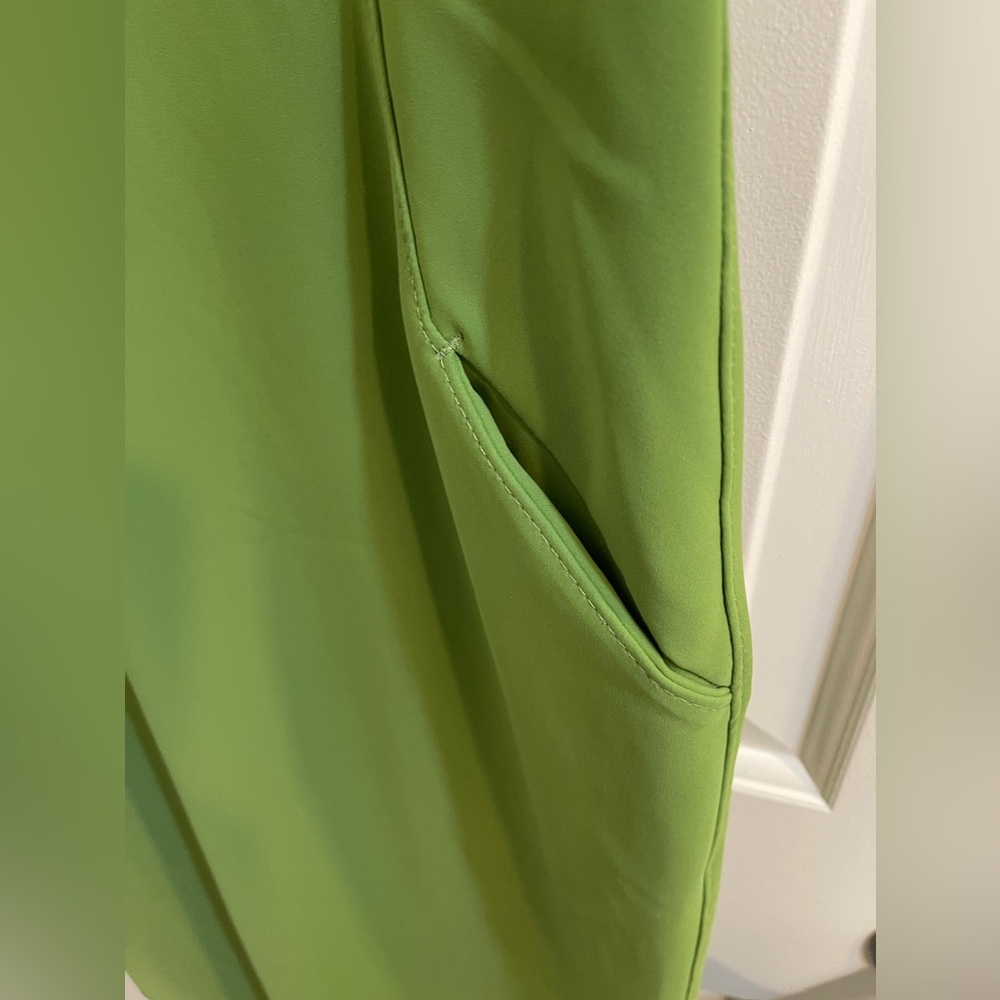 m2057 Green Sheath Dress full back zipper - Picture 4 of 7